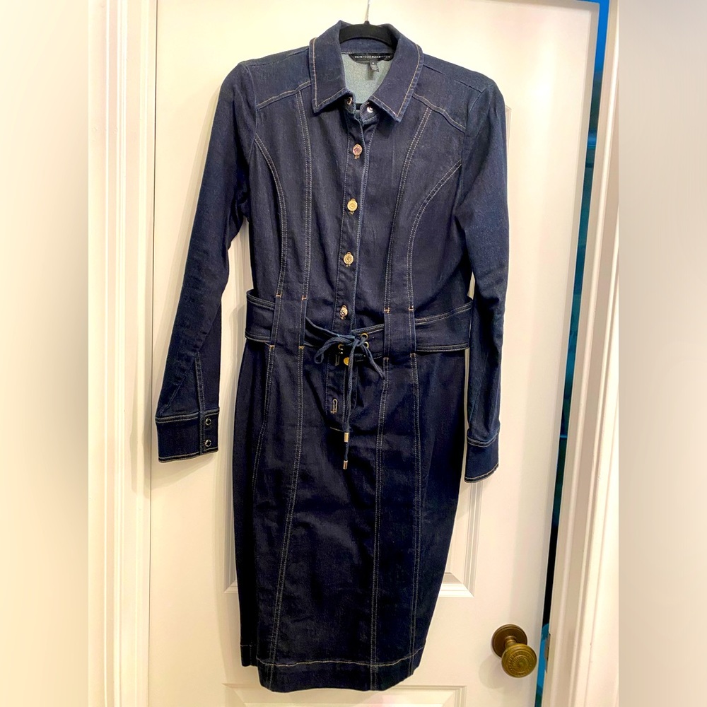 Denim dress with belt from White House Black Market